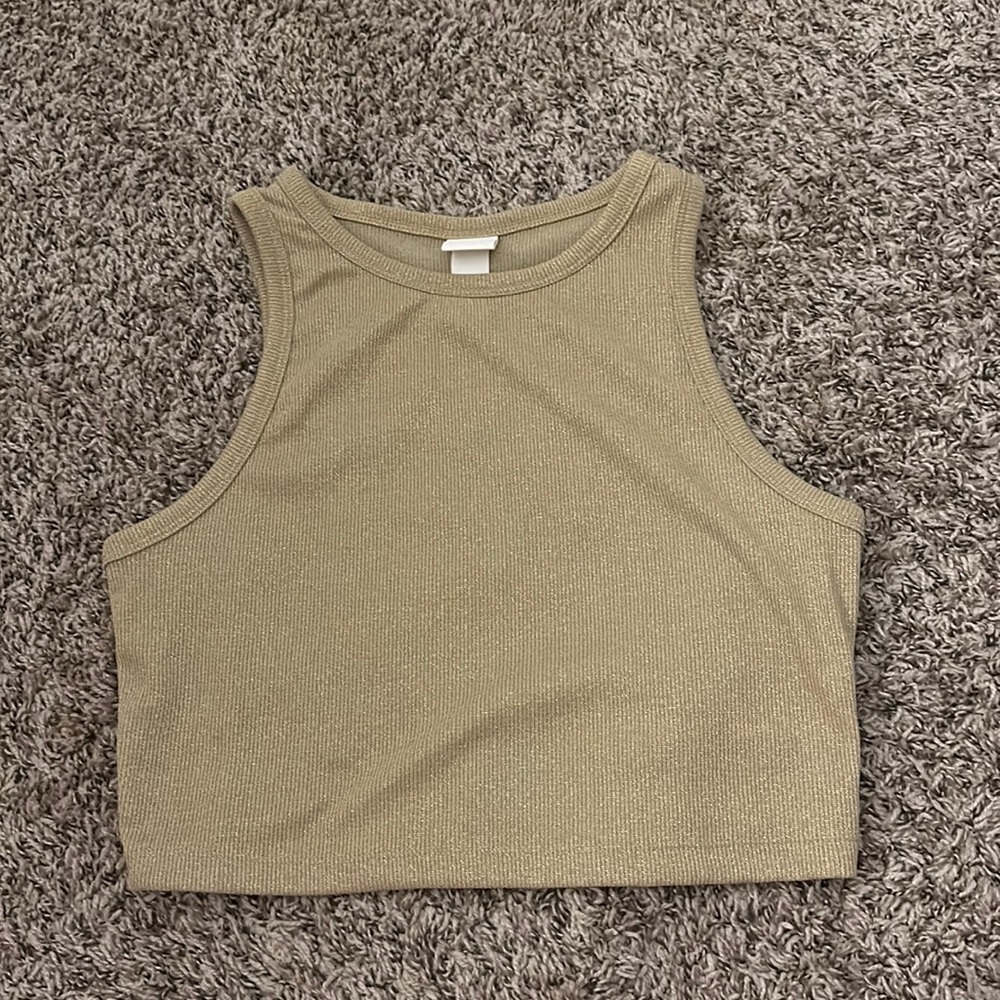 Gold sparkly cropped tank top